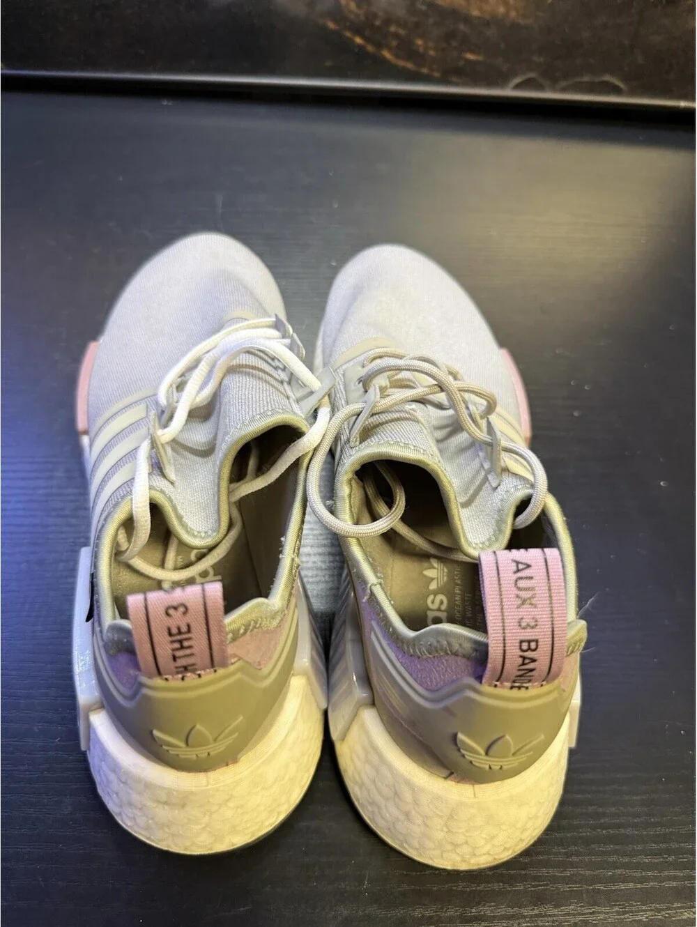 Adidas Women's SIZE 11 NMD_R1 Grey Green Metallic Purple Pink GY8538